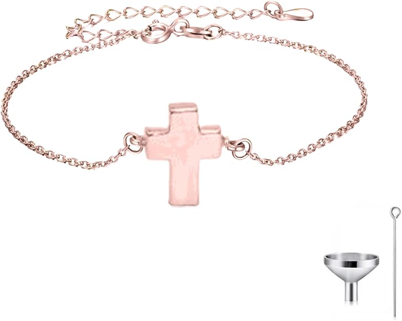Gold Cross Urn Bracelet for Ashes