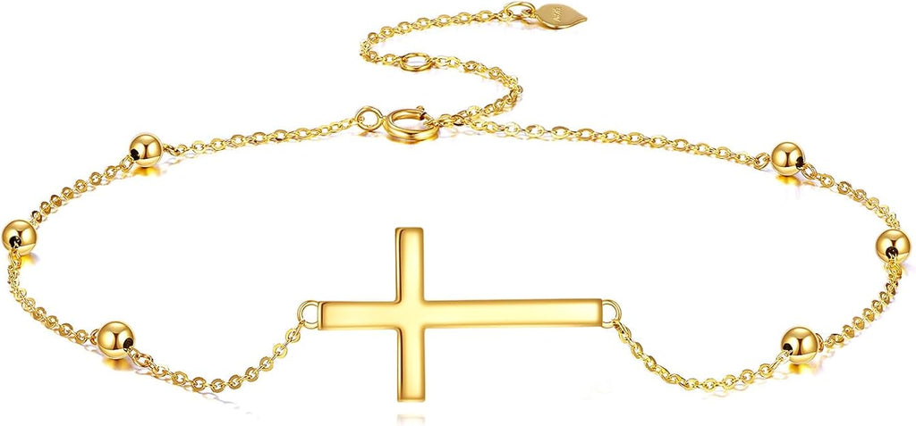 KECHO 14K Gold Cross Bracelet for Women