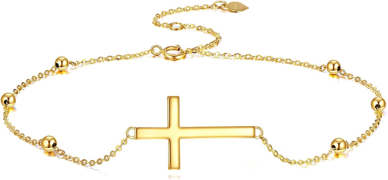 KECHO 14K Gold Cross Bracelet for Women