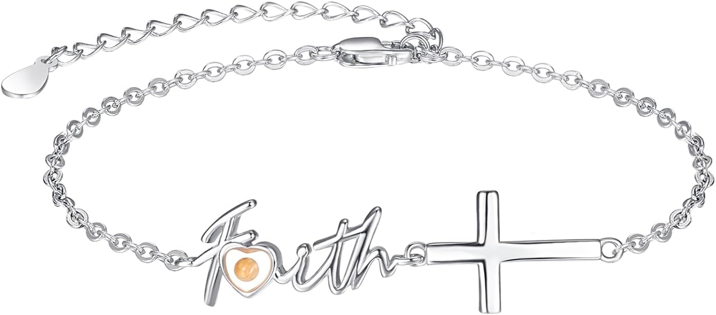 Sterling Silver Mustard Seed Faith Bracelet with Cross