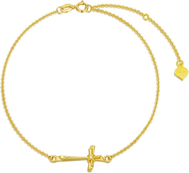 SISGEM 14K Gold Cross Bracelet