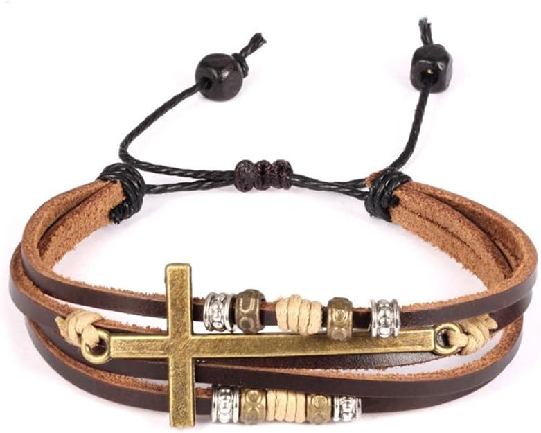 Women’s Adjustable Leather Cross Wrap Bracelet