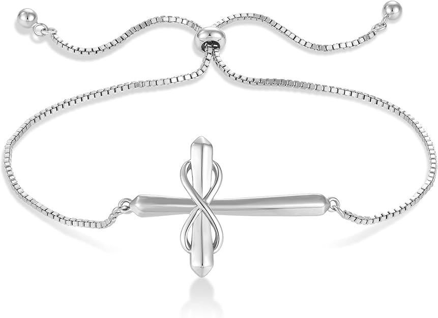 Sterling Silver Infinity Cross Bracelet for Women