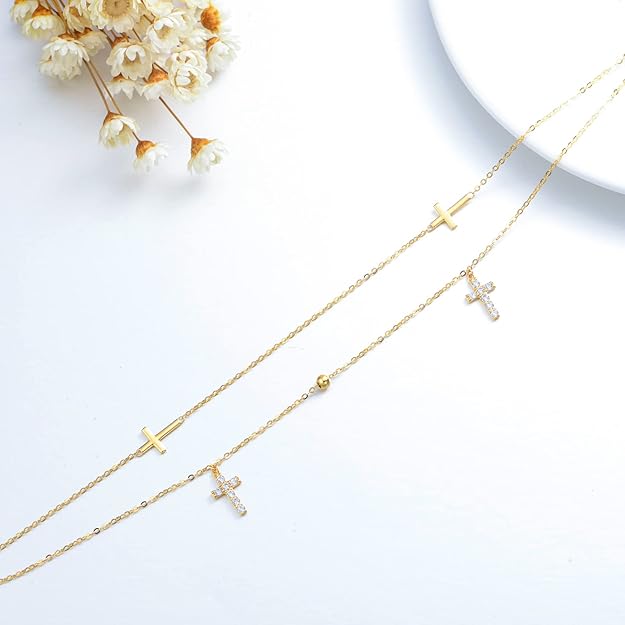 14K Gold Cross Anklet for Women – SISGEM