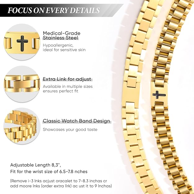VNOX stainless steel cross bracelet with personalized Bible verse