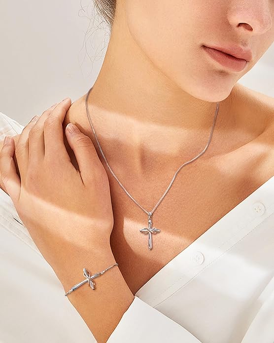 Sterling Silver Infinity Cross Bracelet for Women
