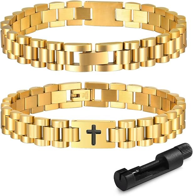 VNOX stainless steel cross bracelet with personalized Bible verse