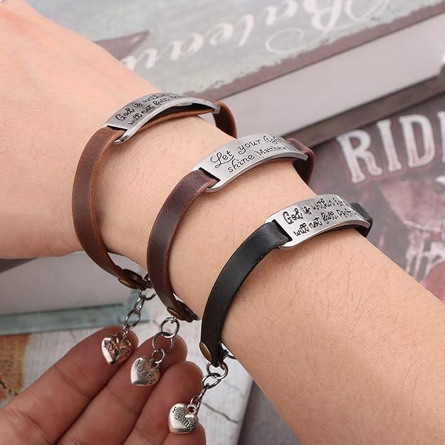 Women’s Christian Leather Bracelet with Bible Verse