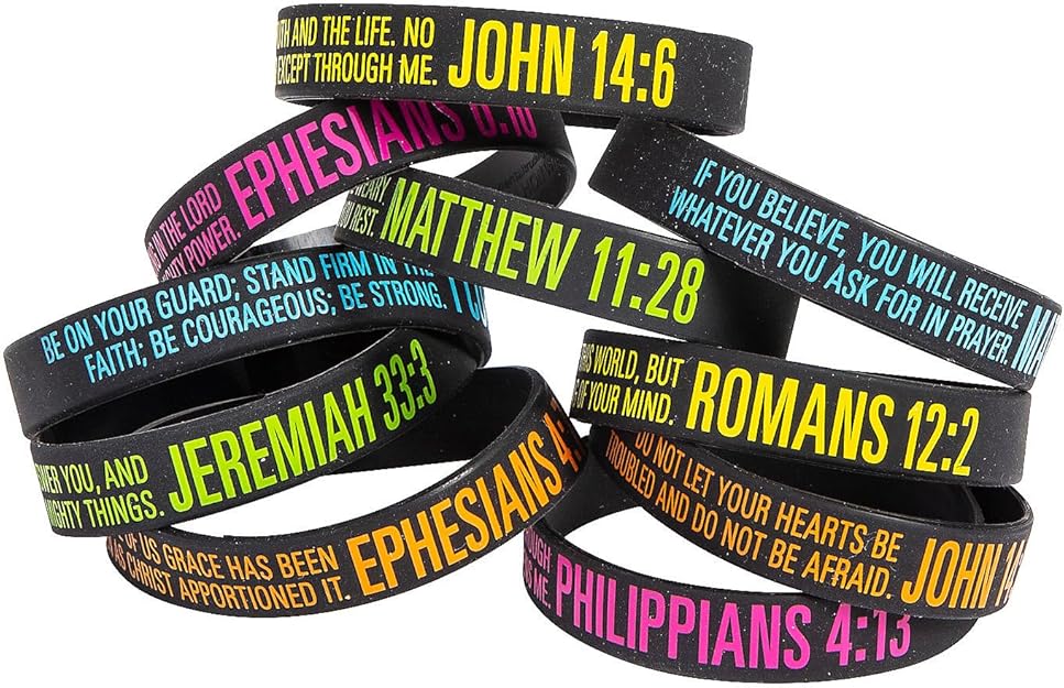 Bible Verse Rubber Bracelets – 100 Pack