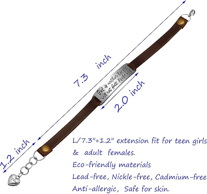 Women’s Christian Leather Bracelet with Bible Verse