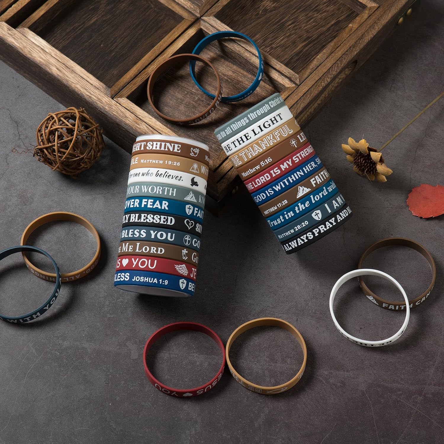 Bible Verse Bracelets – 20-Pack Silicone Christian Wristbands