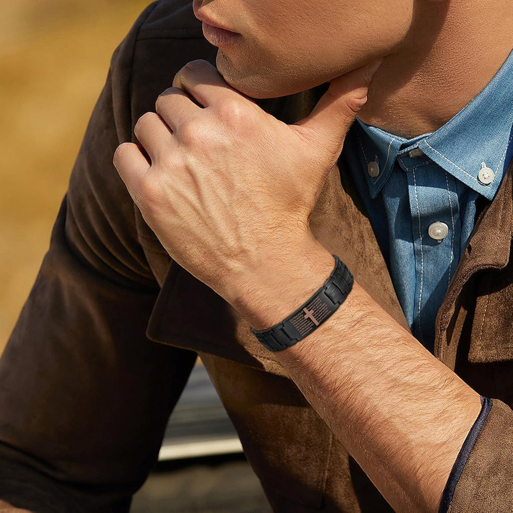Magnetic copper cross bracelet for men