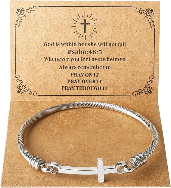“God Is Within Her” Psalm 46:5 Christian Cross Bracelet for Women